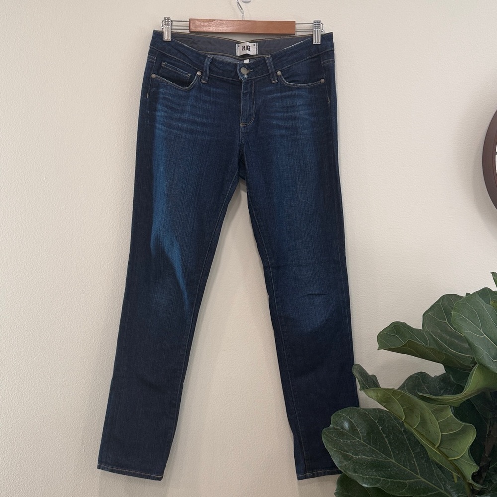 PAIGE Dark Wash Straight Leg Jeans